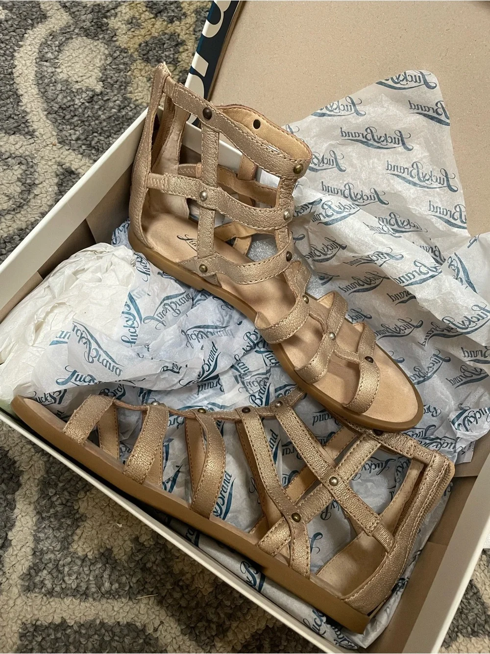 Lucky Brand Champagne Strappy Gladiator Sandals